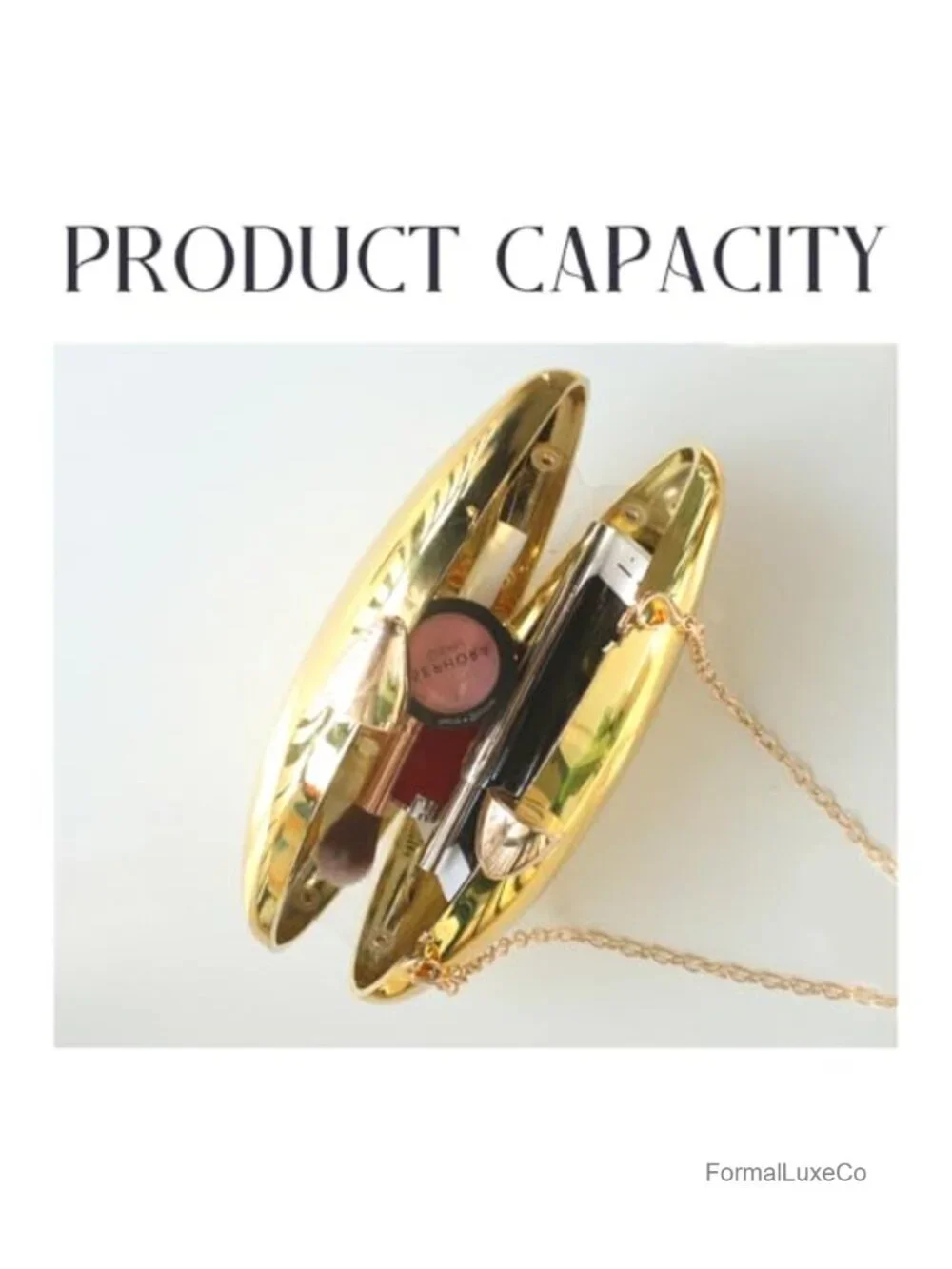 Acrylic Evening Bag Shell Shape Clutch Metallic Women's Wedding Party Purse